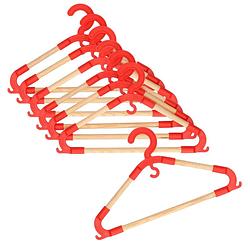 Foto van Storage solutions kledinghangers voor kinderen - 9x - kunststof/hout - rood - sterke kwaliteit - kledinghangers