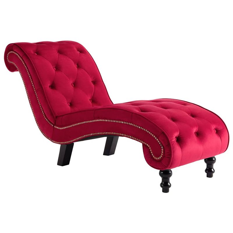 Foto van The living store chaise longue fluweel rood - chaise longue