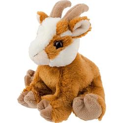 Foto van Pluche bruine geit knuffel 13 cm - geiten boerderijdieren knuffels - speelgoed voor kinderen