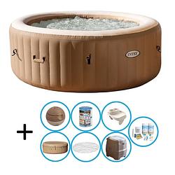 Foto van Intex - bubble massage - jacuzzi - 196 x 71 cm - beige - inclusief onderhoudspakket en bekerhouder