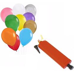 Foto van 100 gekleurde ballonnen inclusief pomp - ballonnen