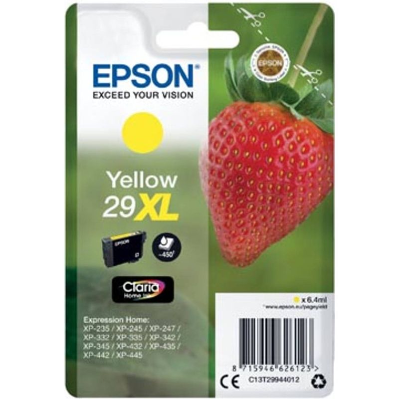 Foto van Epson inktcartridge 29xl geel, 450 pagina's - oem: c13t29944012