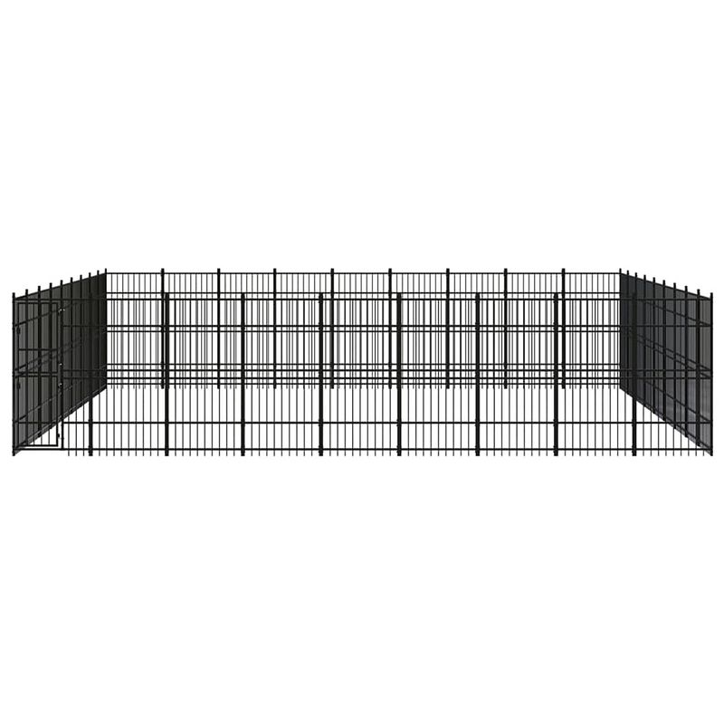 Foto van The living store hondenkennel - stalen stangen - 864 x 864 x 200 cm - zwart - afsluitbaar vergrendelingssysteem