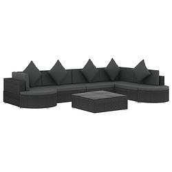 Foto van Infiori 8-delige loungeset met kussens poly rattan zwart