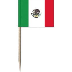 Foto van 100x cocktailprikkers mexico 8 cm vlaggetje landen decoratie - cocktailprikkers