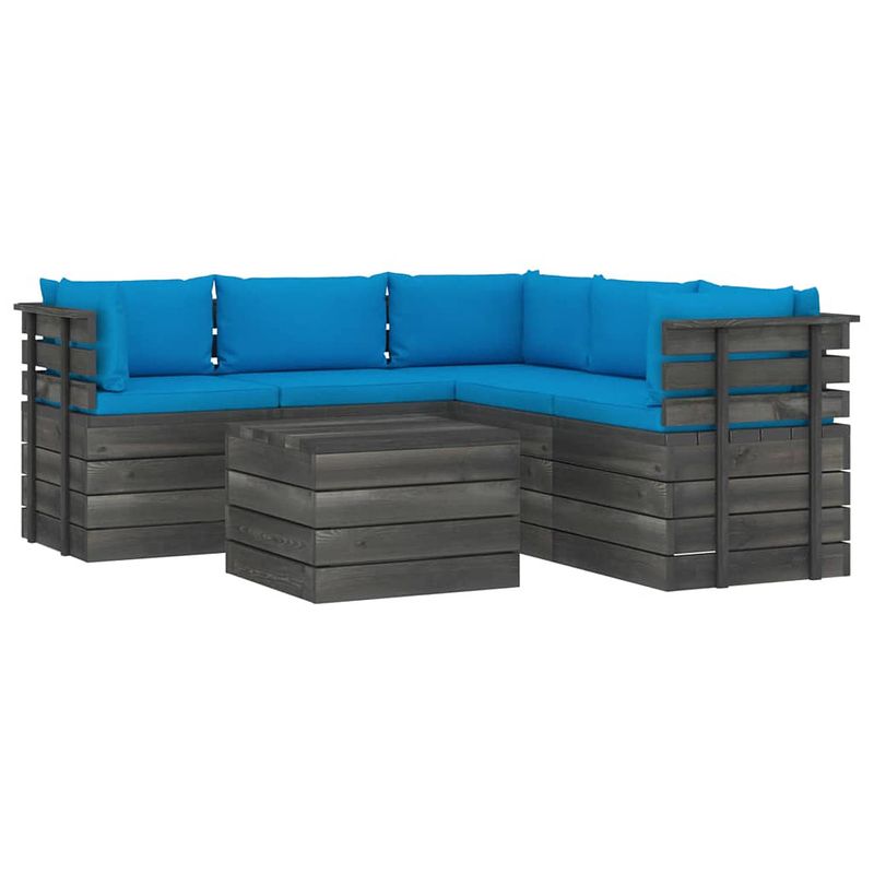 Foto van Vidaxl 6-delige loungeset met kussens pallet massief grenenhout