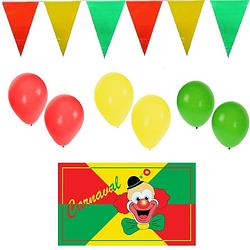 Foto van Carnaval versiering xl-pakket - 1x grote vlag /5x vlaggenlijnen/150x ballonnen - feestpakketten