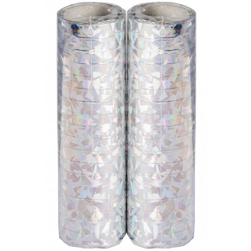 Foto van Carnival toys serpentine hologram 4 meter zilver 2 stuks