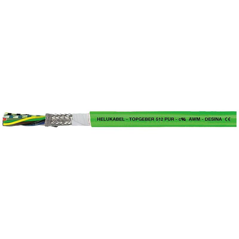 Foto van Helukabel topgeber 512 servokabel 2 x 0.18 mm² + 5 x 0.50 mm² groen 707115 50 m