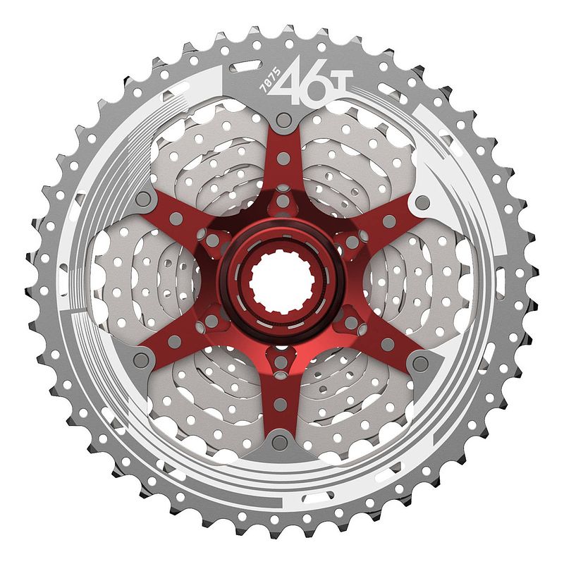 Foto van Sunrace cassette 10v 11-46 csms3 metallic silver