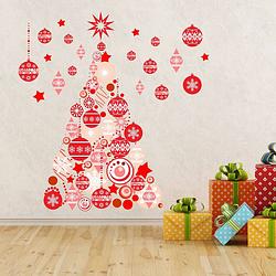 Foto van Walplus home decoratie sticker - rode kerstboom
