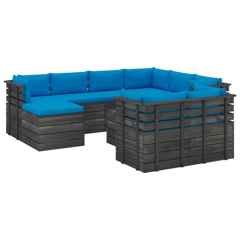 Foto van Vidaxl 10-delige loungeset met kussens pallet massief grenenhout