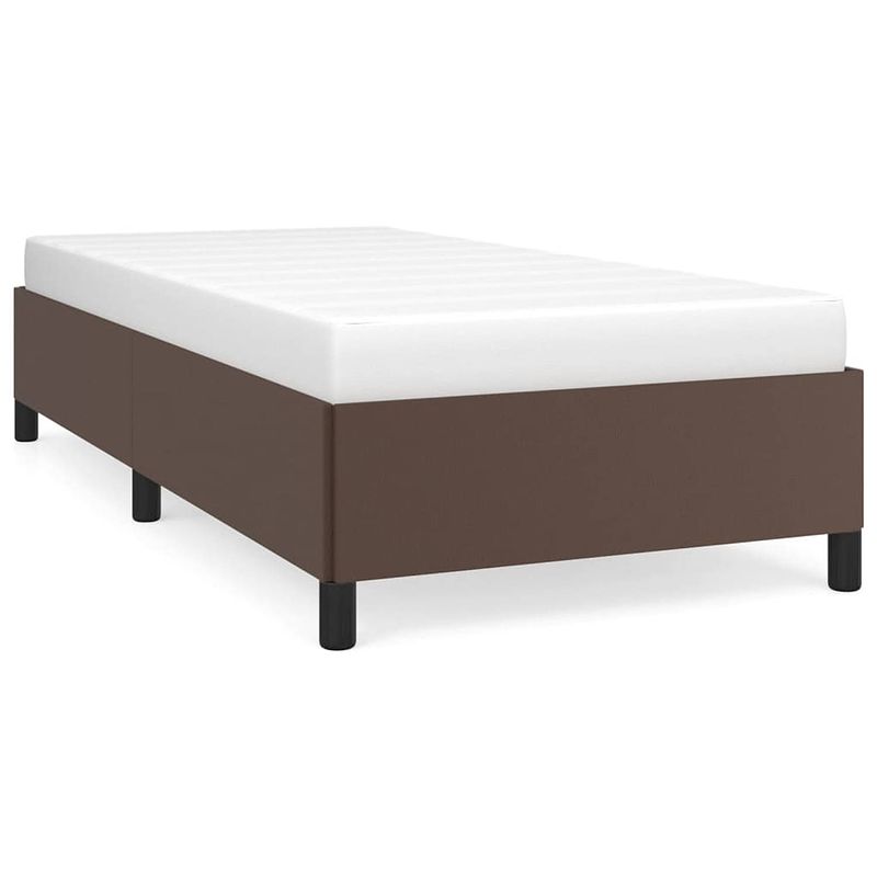 Foto van The living store bedframe - bruin kunstleer - 203 x 103 x 35 cm - geschikt voor 100 x 200 cm matras - stabiele poten