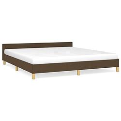 Foto van The living store bedframe donkerbruin met hoofdeinde - 203 x 183 x 50 cm - ademend en duurzaam