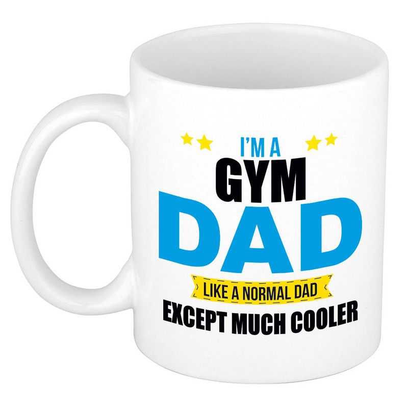 Foto van Gym dad mok / beker wit 300 ml - cadeau mokken - papa/ vaderdag - feest mokken