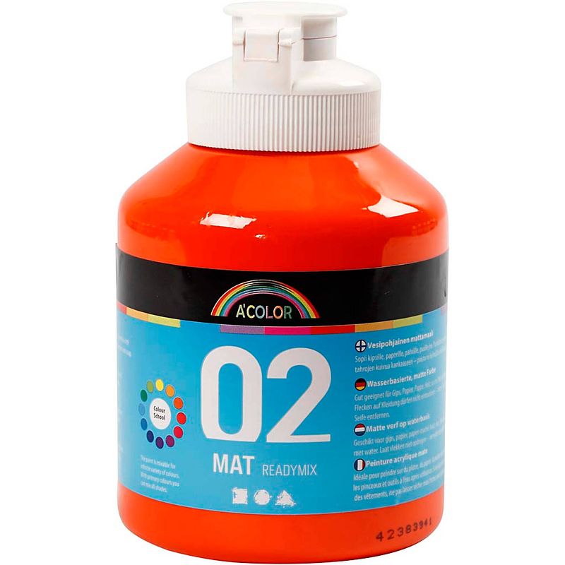 Foto van Packlinq school acrylverf mat. oranje. matt. 500 ml/ 1 fles