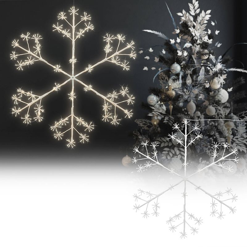 Foto van Kerstdecoratie led sneeuwvlok met 384 warm witte led's ip44 120 cm