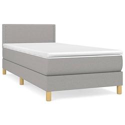 Foto van The living store boxspringbed - bed - 193 x 90 cm - lichtgrijs - ademend - duurzaam - verstelbaar hoofdbord -