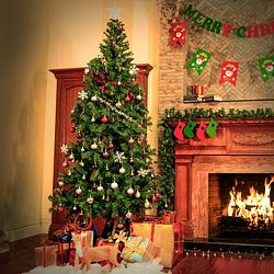 Foto van Casaria kunstkerstboom - kerstboom - pvc - 180cm hoog - zonder verlichting - met standaard