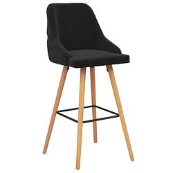 Foto van The living store barstoelen velvet - 48 x 55 x 106 cm - zwart