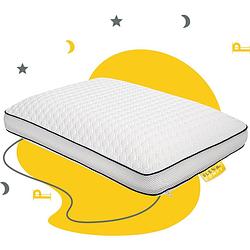 Foto van Sleep comfy - hoofdkussen - traagschuim hoofdkussen - geschikt voor rug-, zij-en buikslapers - mollig kussen 60x40x13 cm