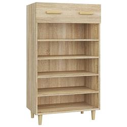 Foto van The living store schoenenkast - sonoma eiken - 60 x 35 x 105 cm - scandinavische stijl