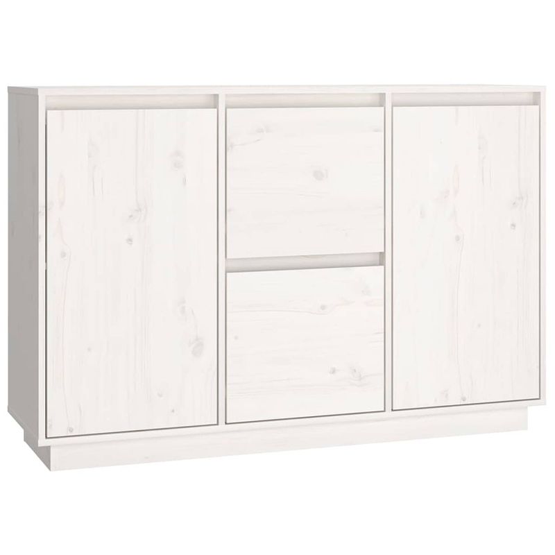 Foto van Vidaxl dressoir 111x34x75 cm massief grenenhout wit