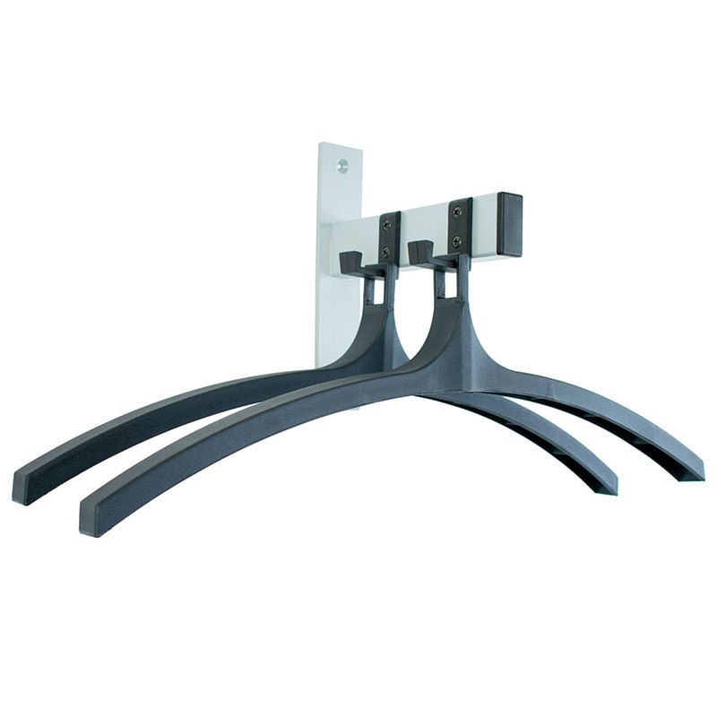 Foto van V-part - wandgarderobe hiq 2 hangers - steel plastic - zwart, aluminiumgrijs