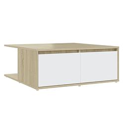 Foto van Vidaxl salontafel 80x80x31 cm spaanplaat wit en sonoma eikenkleurig