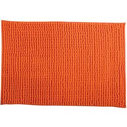 Foto van Msv badkamerkleed/badmat voor op de vloer - oranje - 60 x 90 cm - microvezel - badmatjes