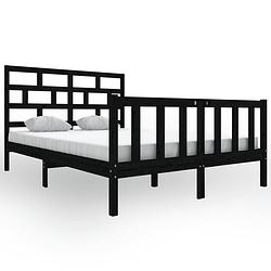 Foto van Vidaxl bedframe massief grenenhout zwart 140x200 cm