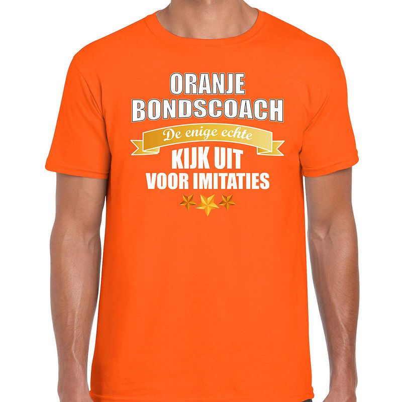 Foto van Oranje fan shirt / kleding holland de enige echte bondscoach ek/ wk voor heren s - feestshirts