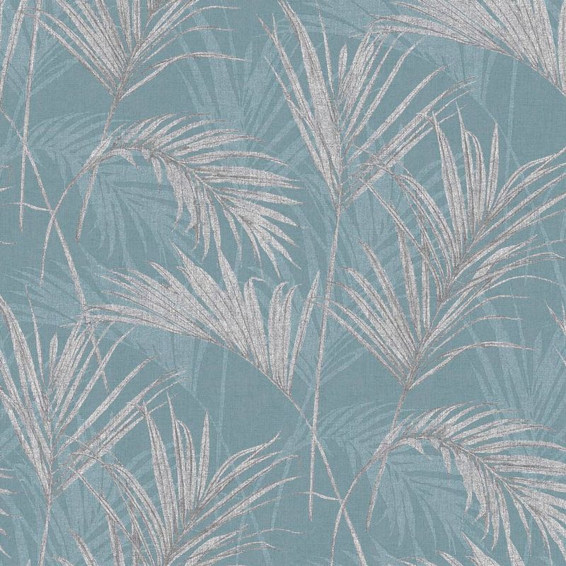 Foto van Dutch wallcoverings behang palm springs blauw en grijs