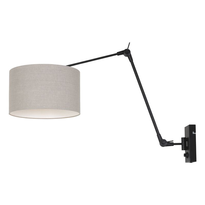 Foto van Steinhauer wandlamp prestige chic 8119 zwart kap grijs linnen