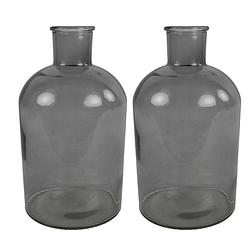 Foto van 2x stuks countryfield vaas - grijs/transparant - glas - apotheker fles vorm - d17 x h31 cm - vazen