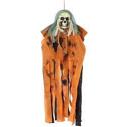 Foto van Halloween/horror thema hang decoratie spook/skelet - enge/griezelige pop - 100 cm - feestdecoratievoorwerp