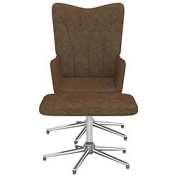 Foto van The living store relaxfauteuil - relaxstoel met voetenbank - 62x68x98cm - bruin