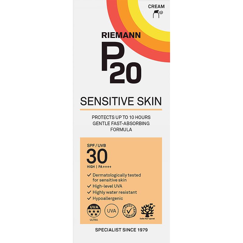 Foto van P20 zonnebrand sensitive skin lotion spf30