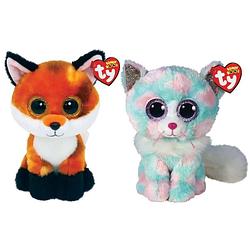 Foto van Ty - knuffel - beanie boo'ss - fox & opal cat