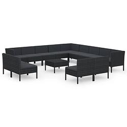 Foto van Vidaxl 14-delige loungeset met kussens poly rattan zwart