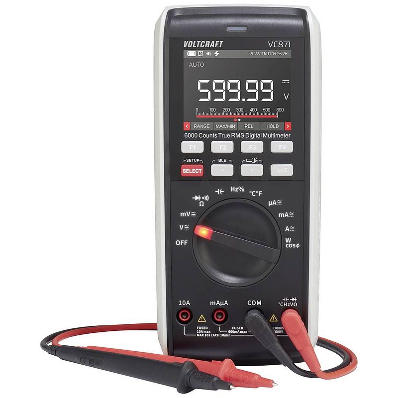 Foto van Voltcraft vc-13948590 multimeter kalibratie (iso) digitaal datalogger cat iii 1000 v, cat iv 600 v weergave (counts): 60000