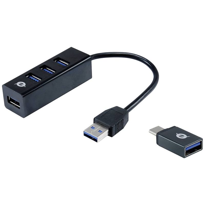 Foto van Conceptronic hubbies04b usb 3.2 gen 1-hub 4 poorten zwart