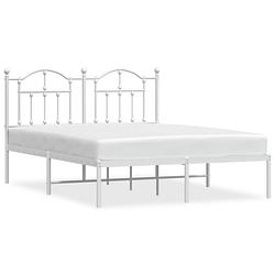 Foto van Vidaxl bedframe met hoofdbord metaal wit 150x200 cm