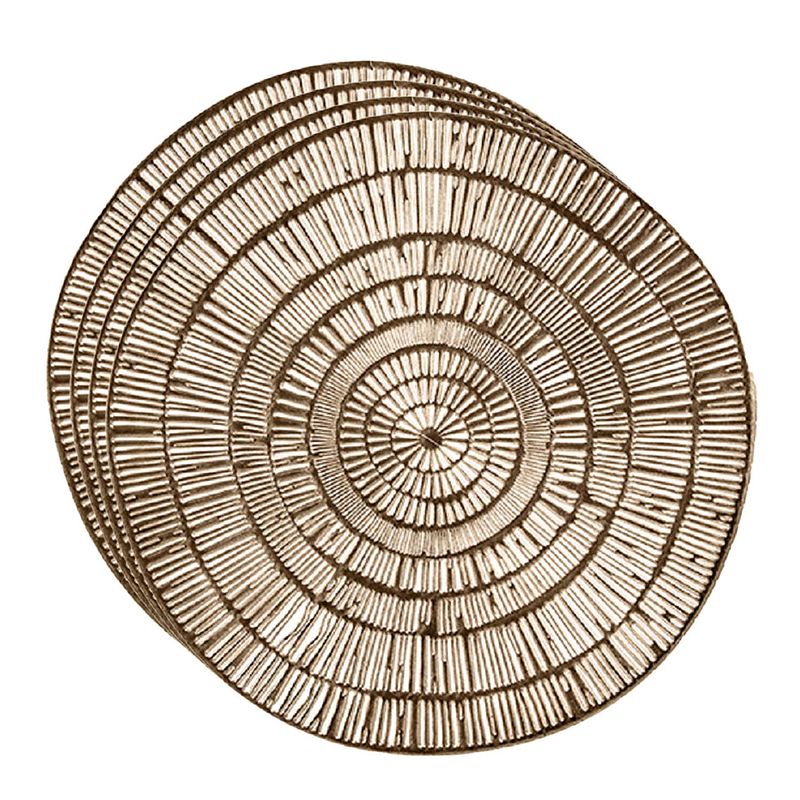 Foto van Set van 4x stuks ronde placemats metallic goud look diameter 38 cm - placemats