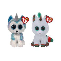 Foto van Ty - knuffel - beanie boo's - helena husky & christmas unicorn