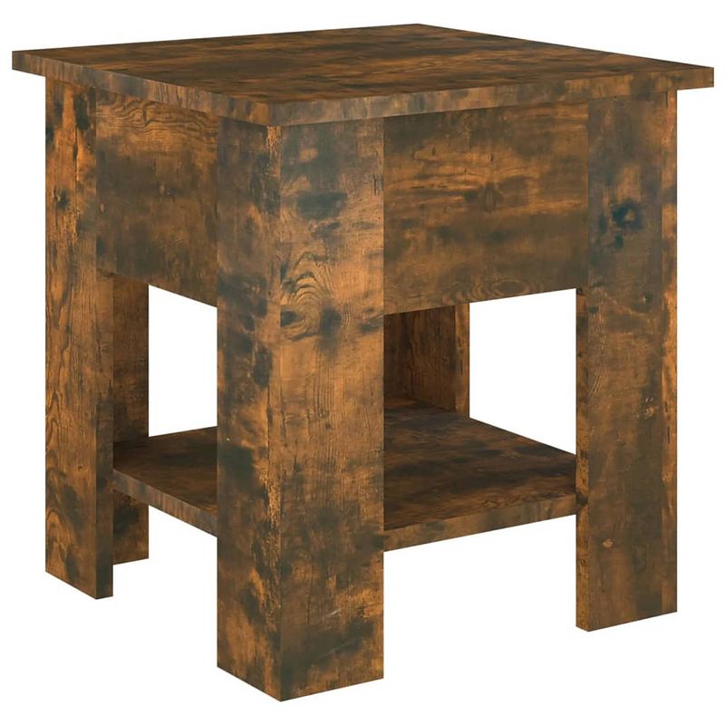 Foto van The living store salontafel modern gerookt eiken - 40 x 40 x 42 cm - opbergschap