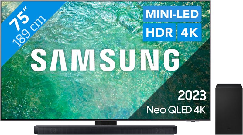 Foto van Samsung neo qled 75qn85c (2023) + soundbar