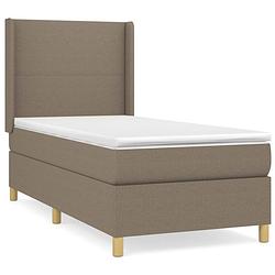 Foto van The living store boxspringbed - taupe - 203 x 93 x 118/128 cm - pocketvering - middelharde ondersteuning