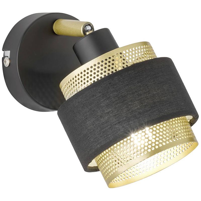 Foto van Wofi grove 11646 led-wandlamp e14 28 w led zwart/goud