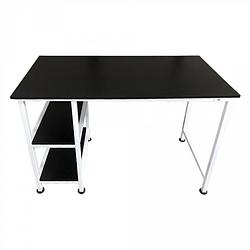 Foto van Bureau computer tafel - met opbergplanken - 110 cm breed - wit zwart